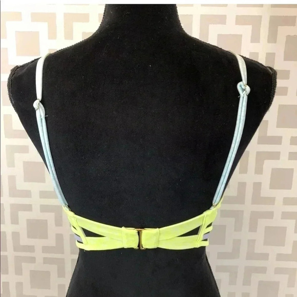 Victorias Secret Women’s Neon Colorblock Midi Longline Push-up Bikini Top 34D - Picture 7 of 7